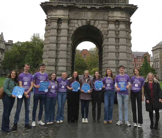 Gillian and the Trinity College Dublin students on Med Day 2023